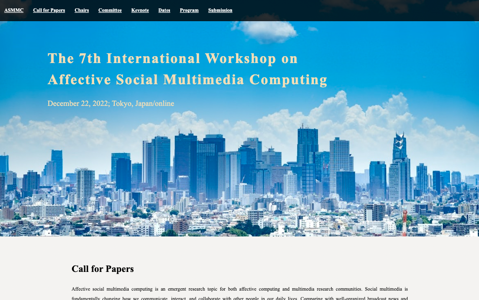 Annoucement of Accepted Workshop: The 7th International Workshop on Affective Social Multimedia Computing
